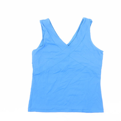 Kyodan Womens Blue Nylon Basic Tank Size L V-Neck Pullover