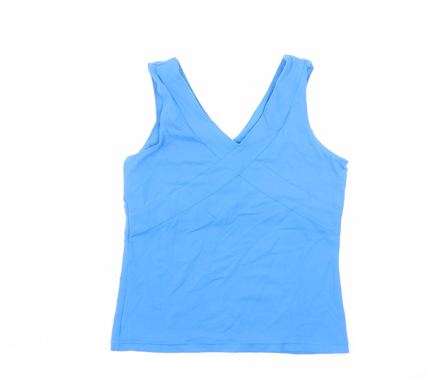 Kyodan Womens Blue Nylon Basic Tank Size L V-Neck Pullover