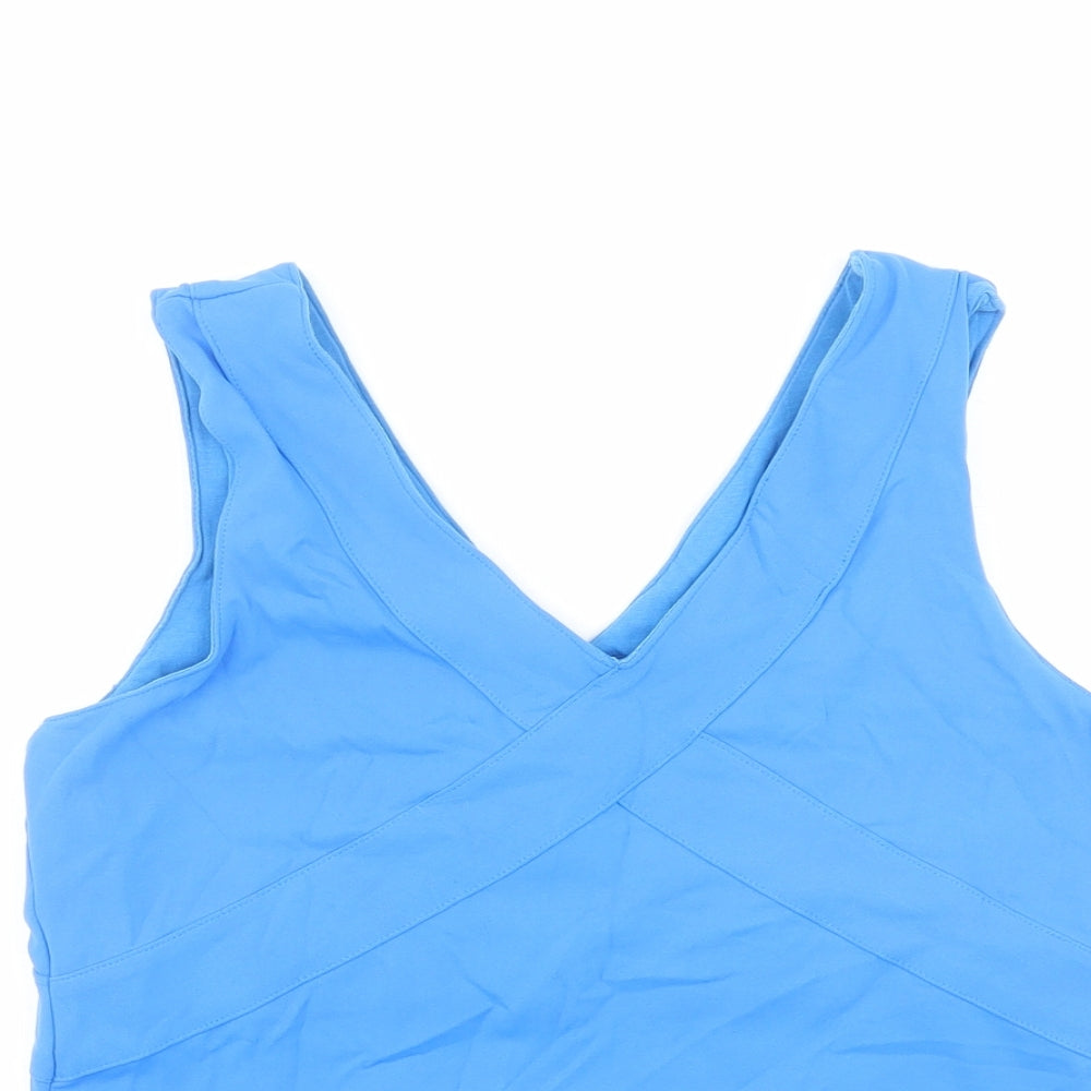 Kyodan Womens Blue Nylon Basic Tank Size L V-Neck Pullover
