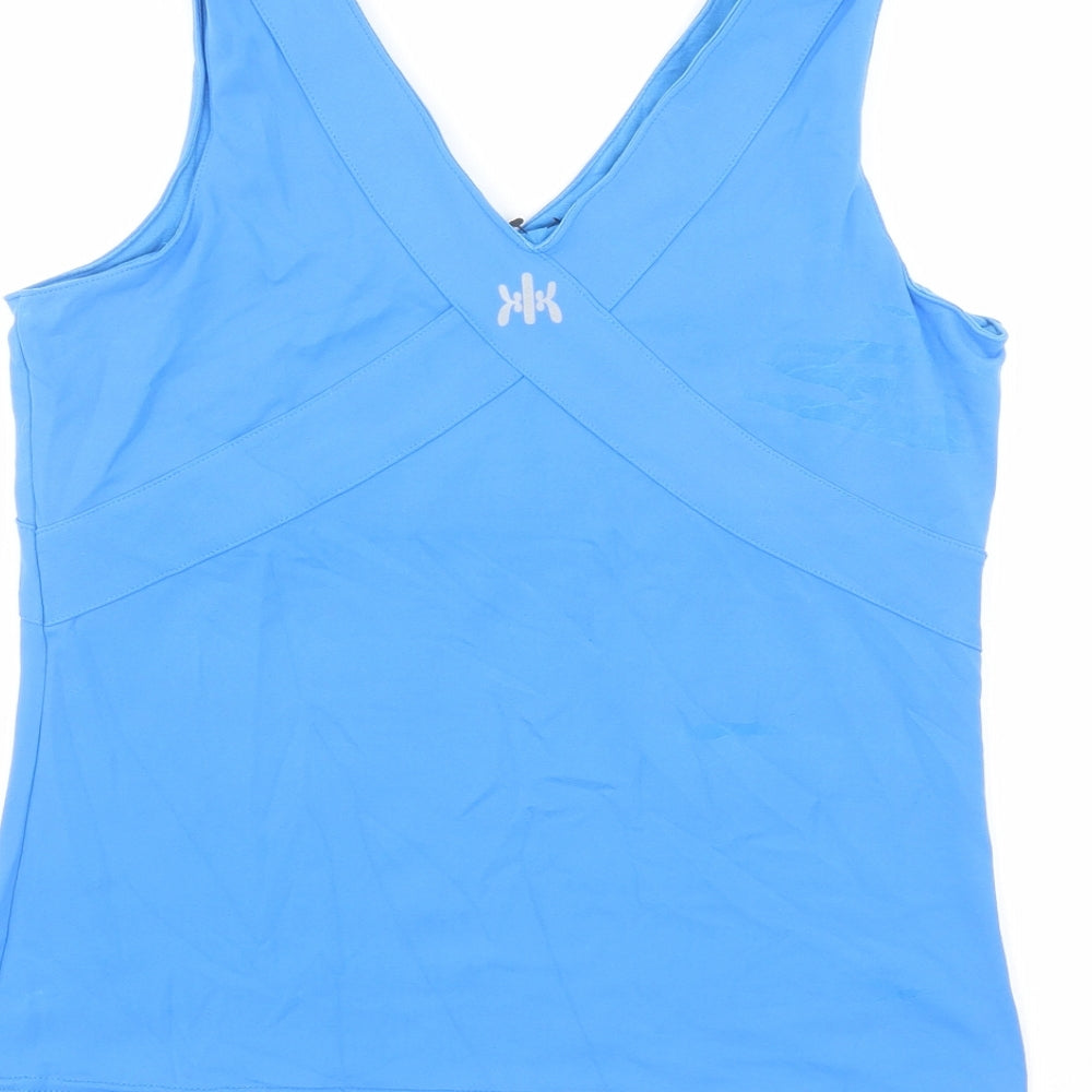 Kyodan Womens Blue Nylon Basic Tank Size L V-Neck Pullover