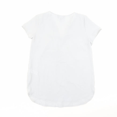 New Look Womens Grey Polyester Basic Blouse Size 12 V-Neck