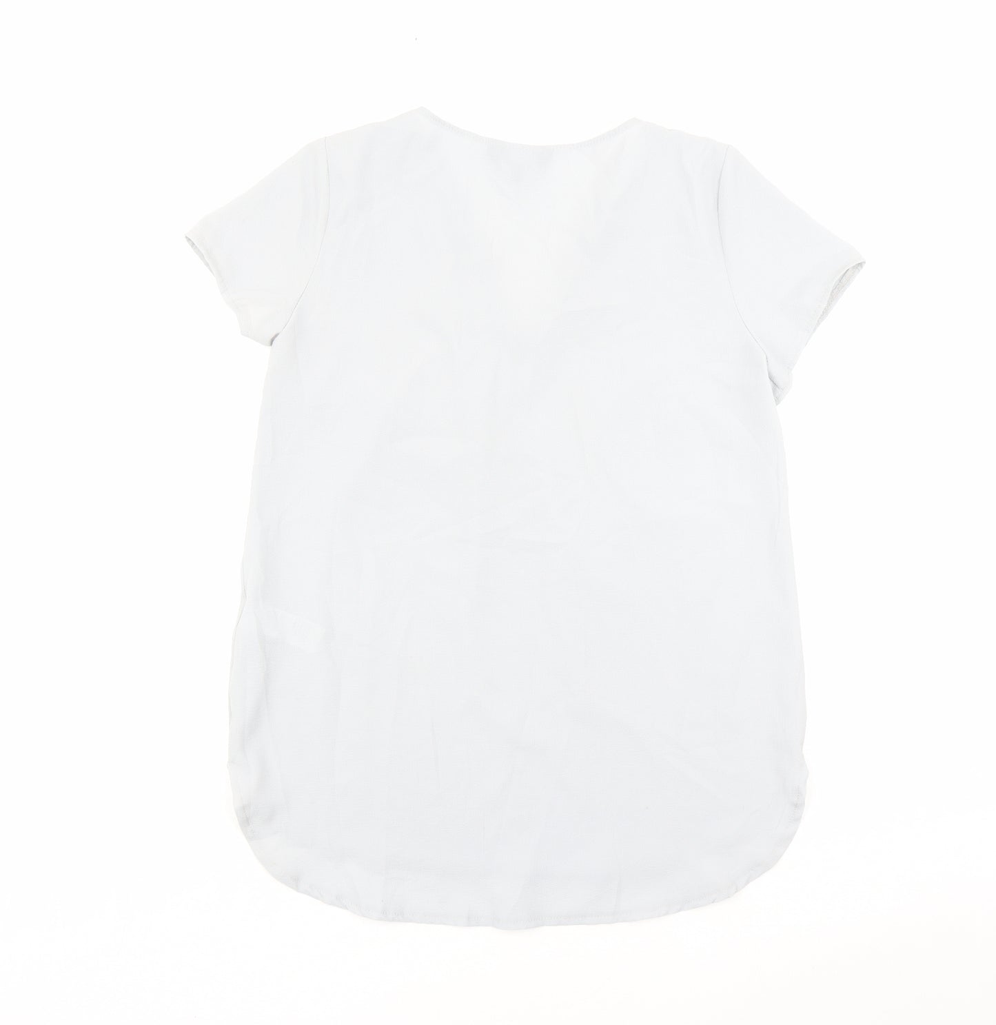 New Look Womens Grey Polyester Basic Blouse Size 12 V-Neck