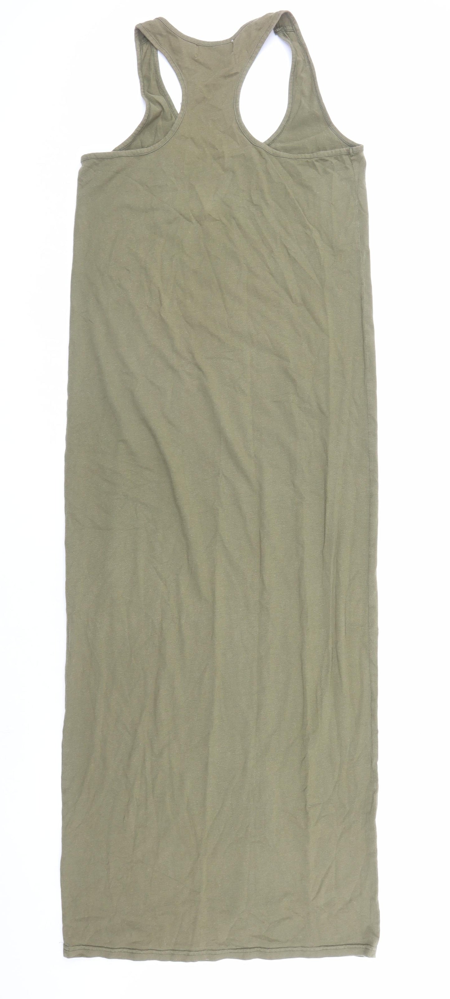Glamorous Womens Green Viscose Tank Dress Size 12 Round Neck Pullover