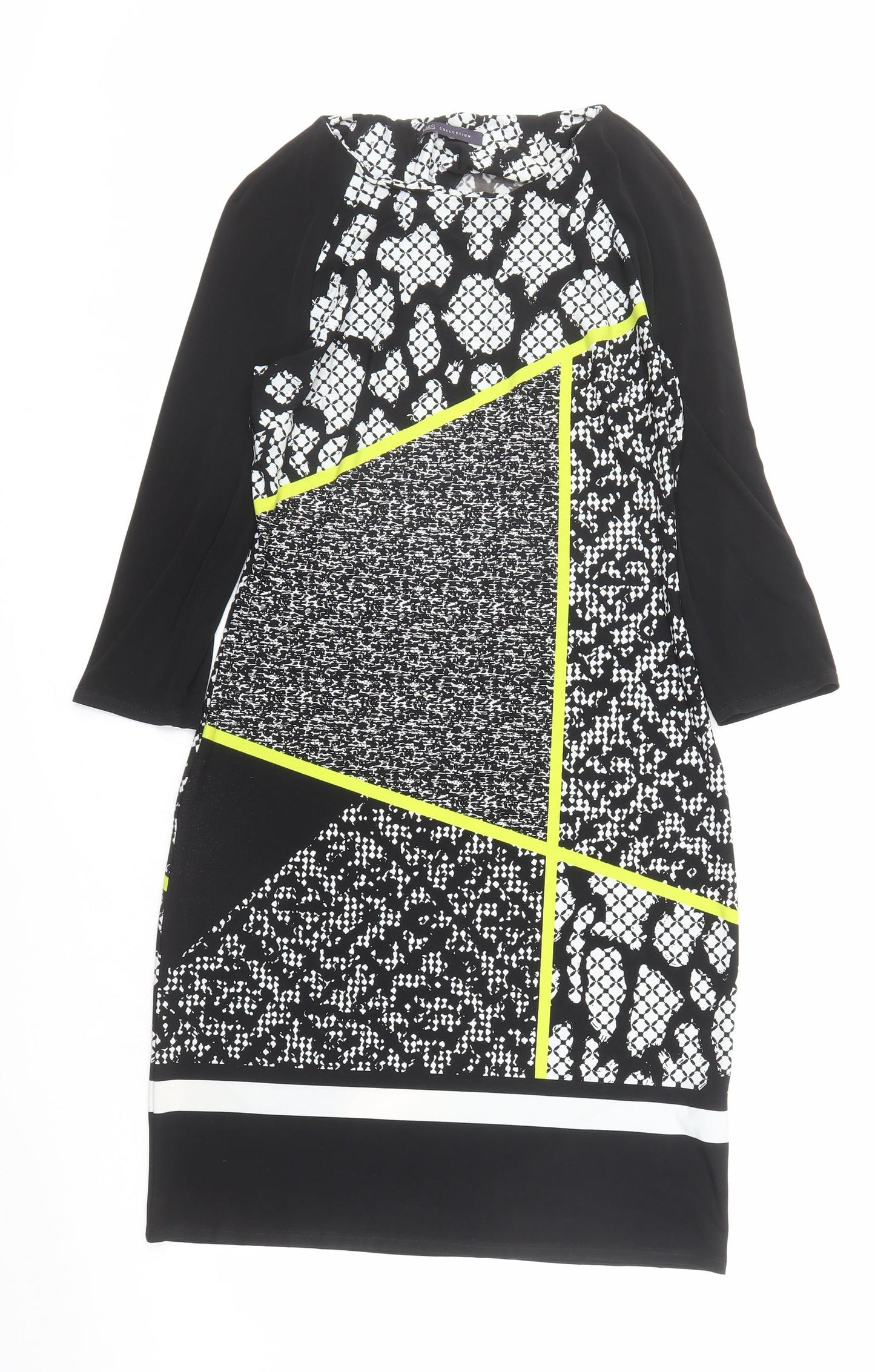 Marks and Spencer Womens Multicoloured Geometric Polyester A-Line Size 8 Round Neck Pullover