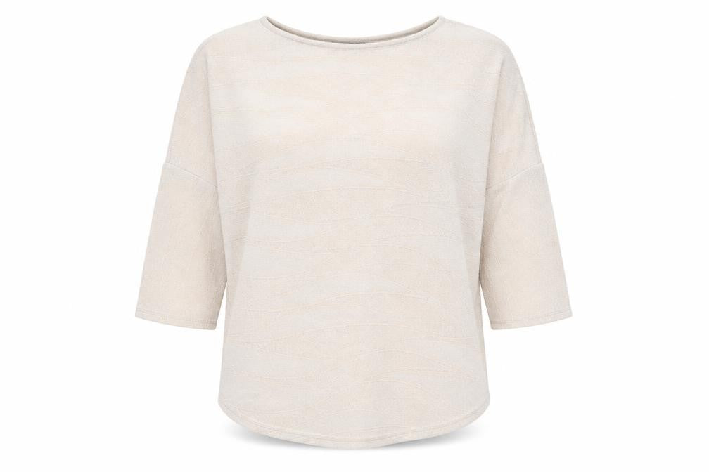 Front view of Phase Eight women’s pink geometric nylon basic blouse, size UK 12, round neck