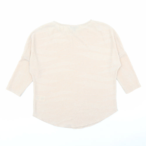 Phase Eight Womens Pink Geometric Nylon Basic Blouse Size 12 Round Neck