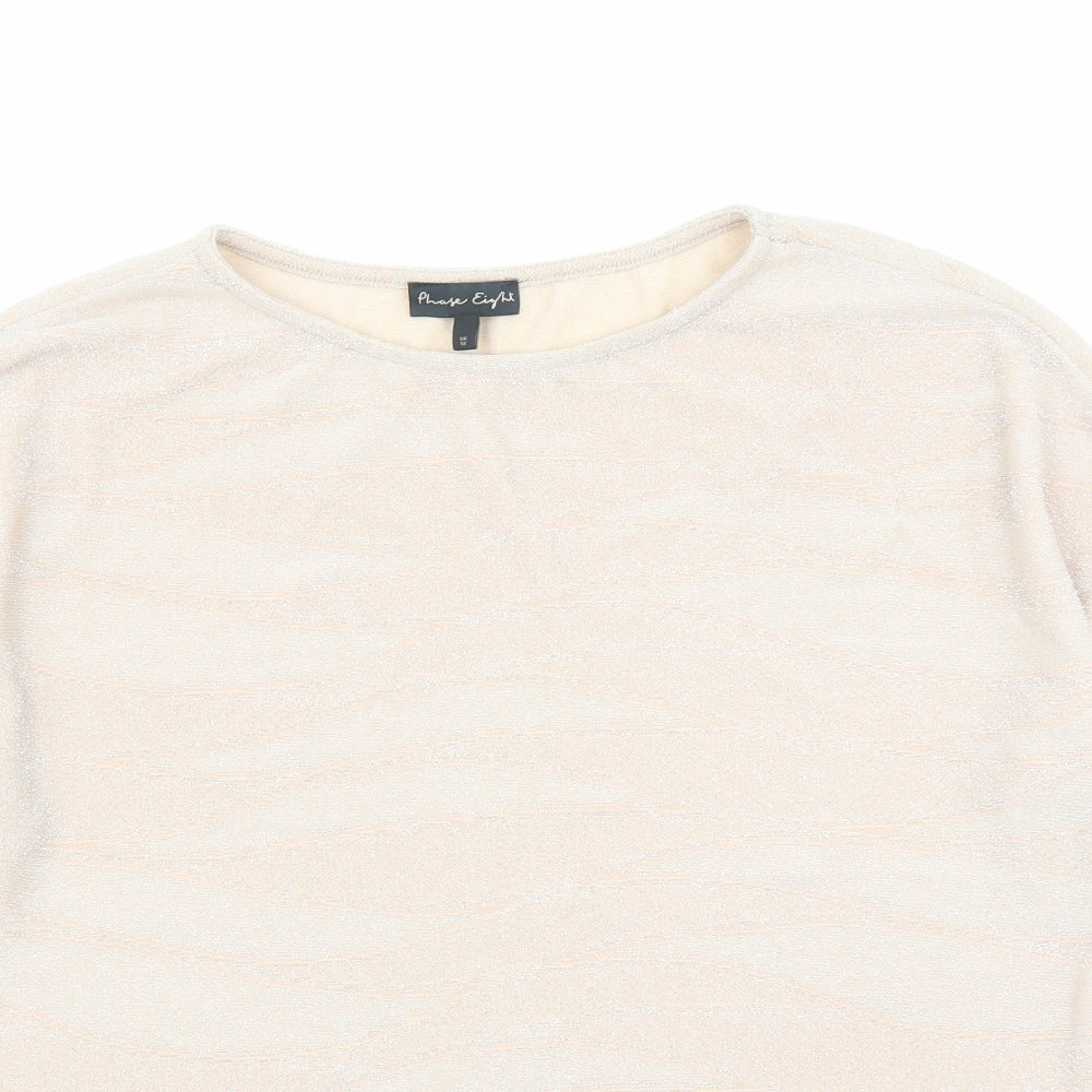 Phase Eight Womens Pink Geometric Nylon Basic Blouse Size 12 Round Neck