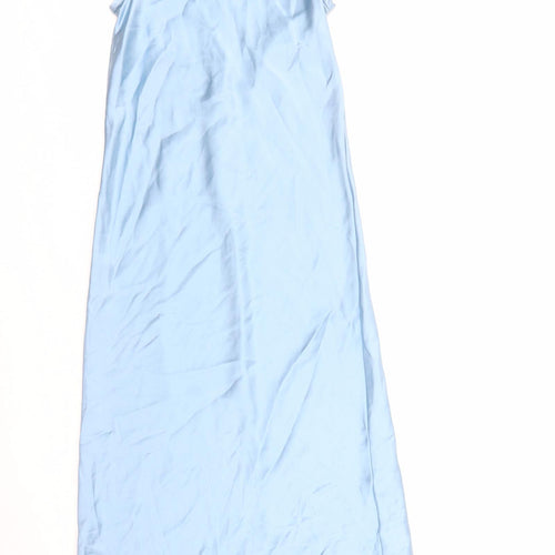 Zara Womens Blue Polyester A-Line Size S Round Neck Zip