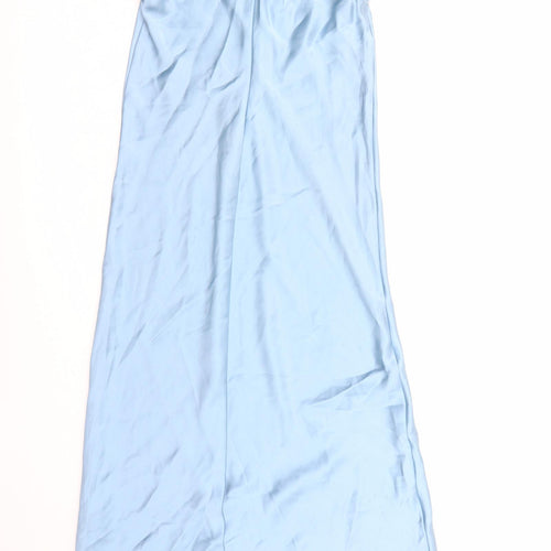 Zara Womens Blue Polyester A-Line Size S Round Neck Zip
