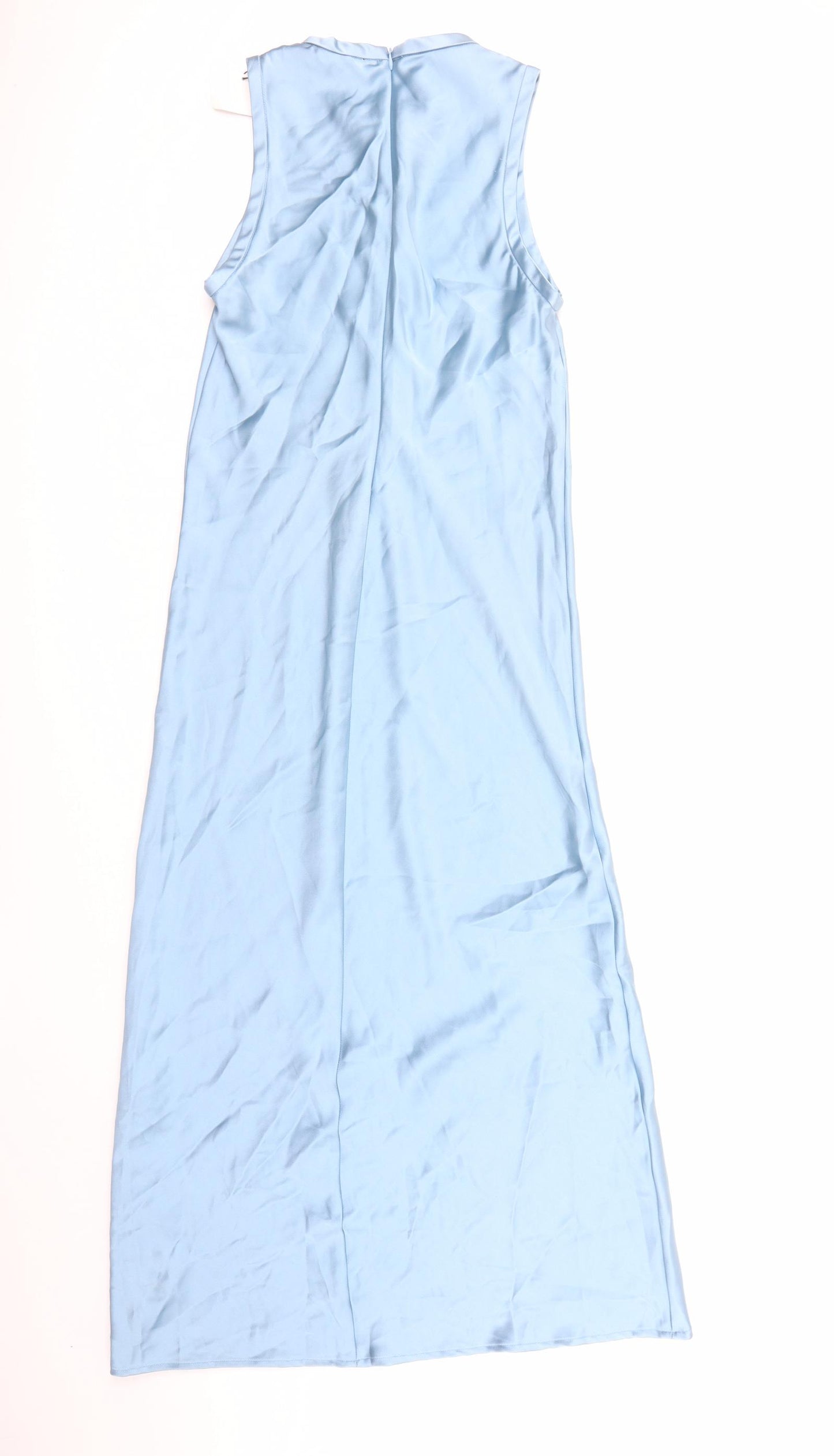 Zara Womens Blue Polyester A-Line Size S Round Neck Zip