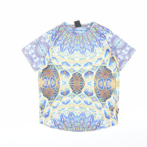 Cuckoo Womens Multicoloured Geometric Polyester Basic T-Shirt Size M Round Neck