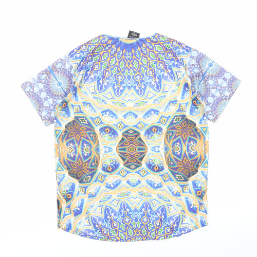 Cuckoo Womens Multicoloured Geometric Polyester Basic T-Shirt Size M Round Neck