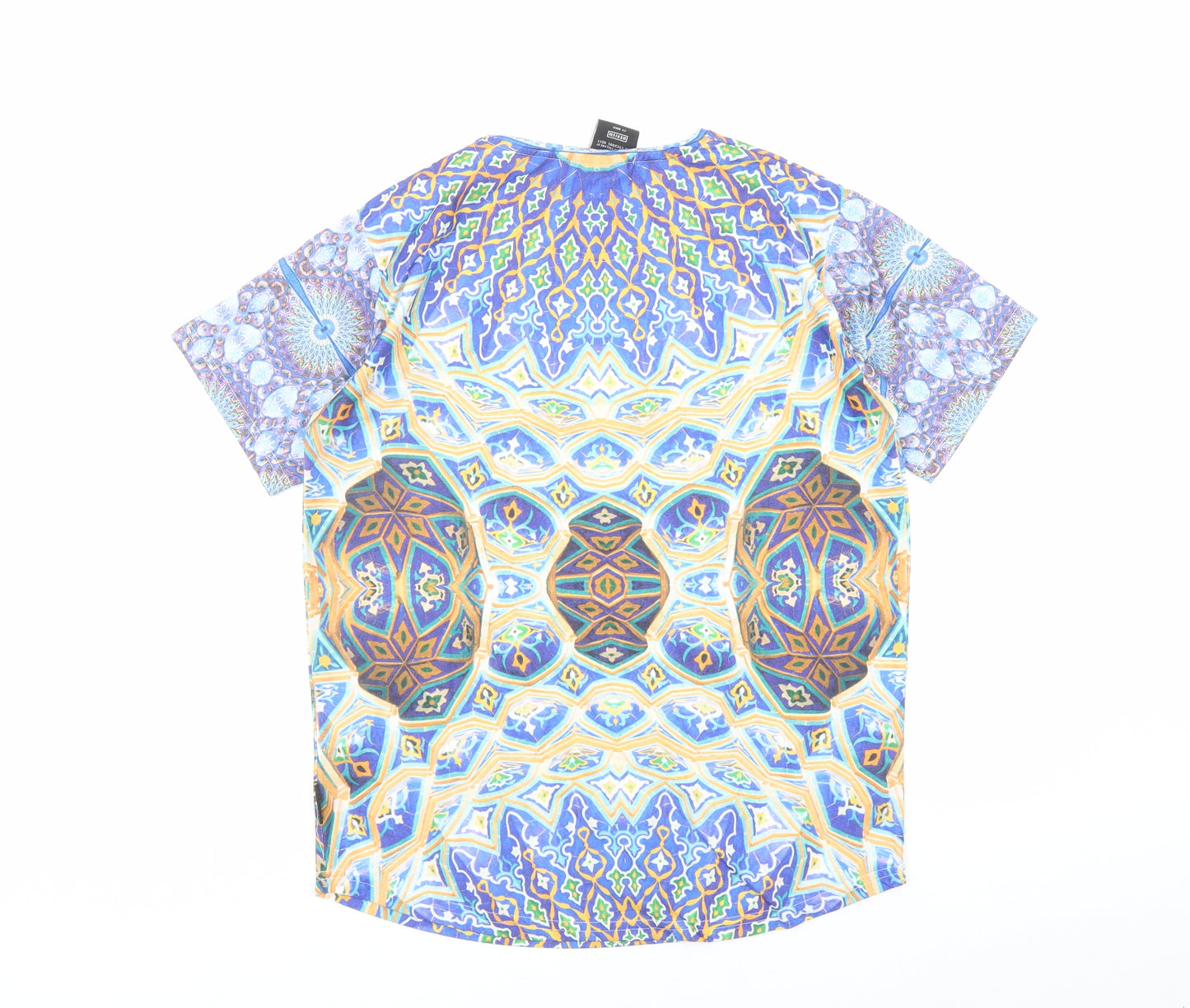 Cuckoo Womens Multicoloured Geometric Polyester Basic T-Shirt Size M Round Neck