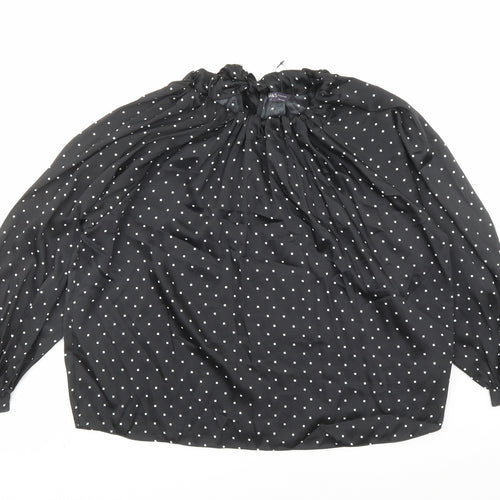 Marks and Spencer Womens Black Geometric Polyester Basic Blouse Size 12 Round Neck