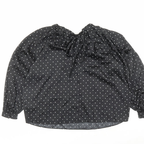 Marks and Spencer Womens Black Geometric Polyester Basic Blouse Size 12 Round Neck