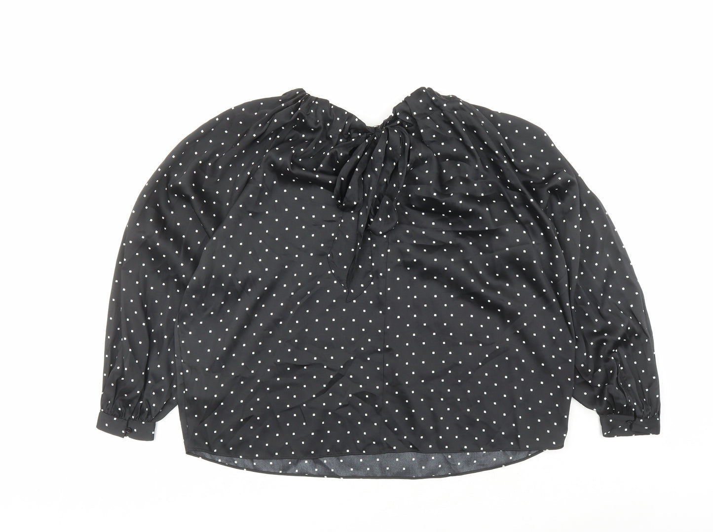 Marks and Spencer Womens Black Geometric Polyester Basic Blouse Size 12 Round Neck