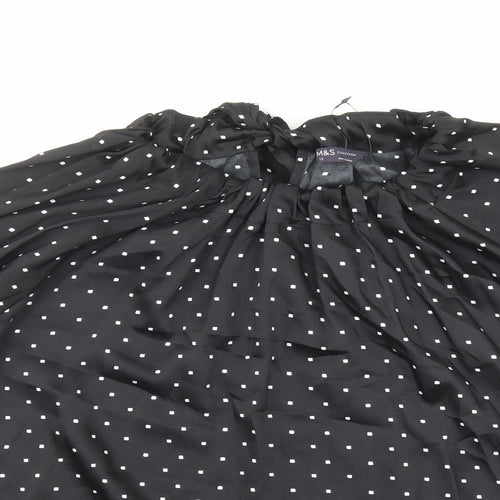 Marks and Spencer Womens Black Geometric Polyester Basic Blouse Size 12 Round Neck