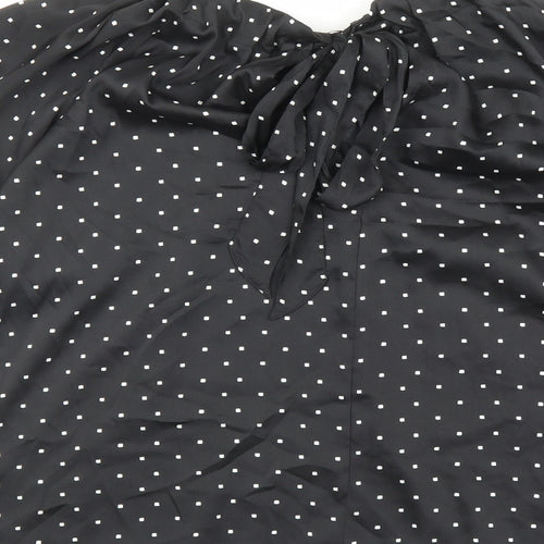 Marks and Spencer Womens Black Geometric Polyester Basic Blouse Size 12 Round Neck