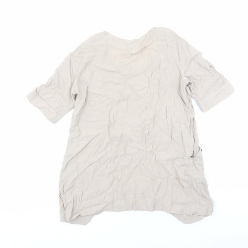 Floryday Womens Beige Polyester Basic Blouse Size S Round Neck