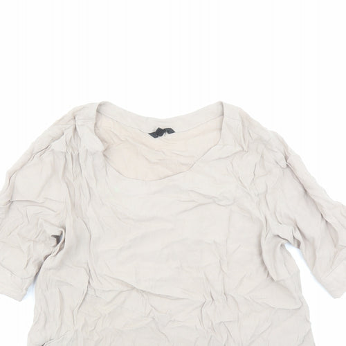 Floryday Womens Beige Polyester Basic Blouse Size S Round Neck