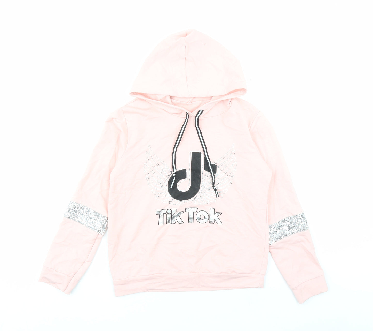 Tik Tok Girls Pink Cotton Pullover Hoodie Size 14 Years Pullover