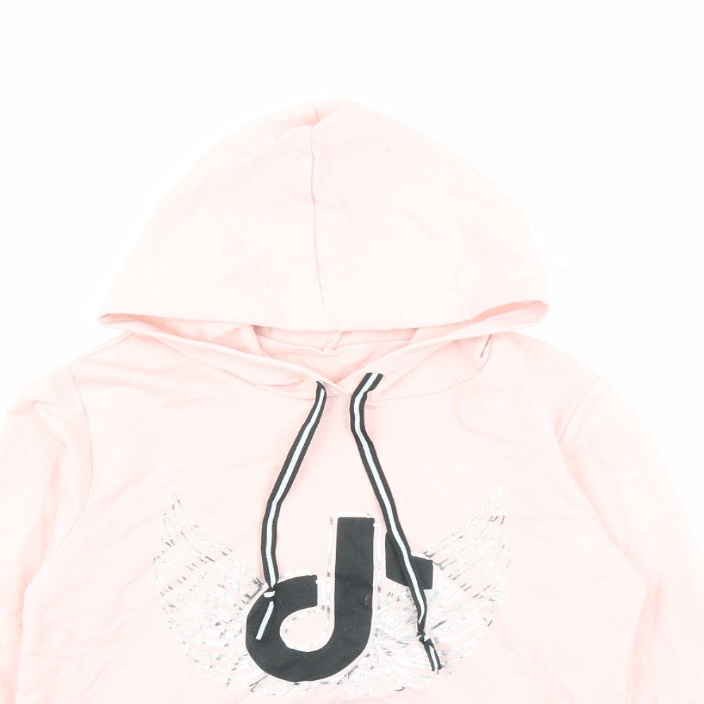 Tik Tok Girls Pink Cotton Pullover Hoodie Size 14 Years Pullover