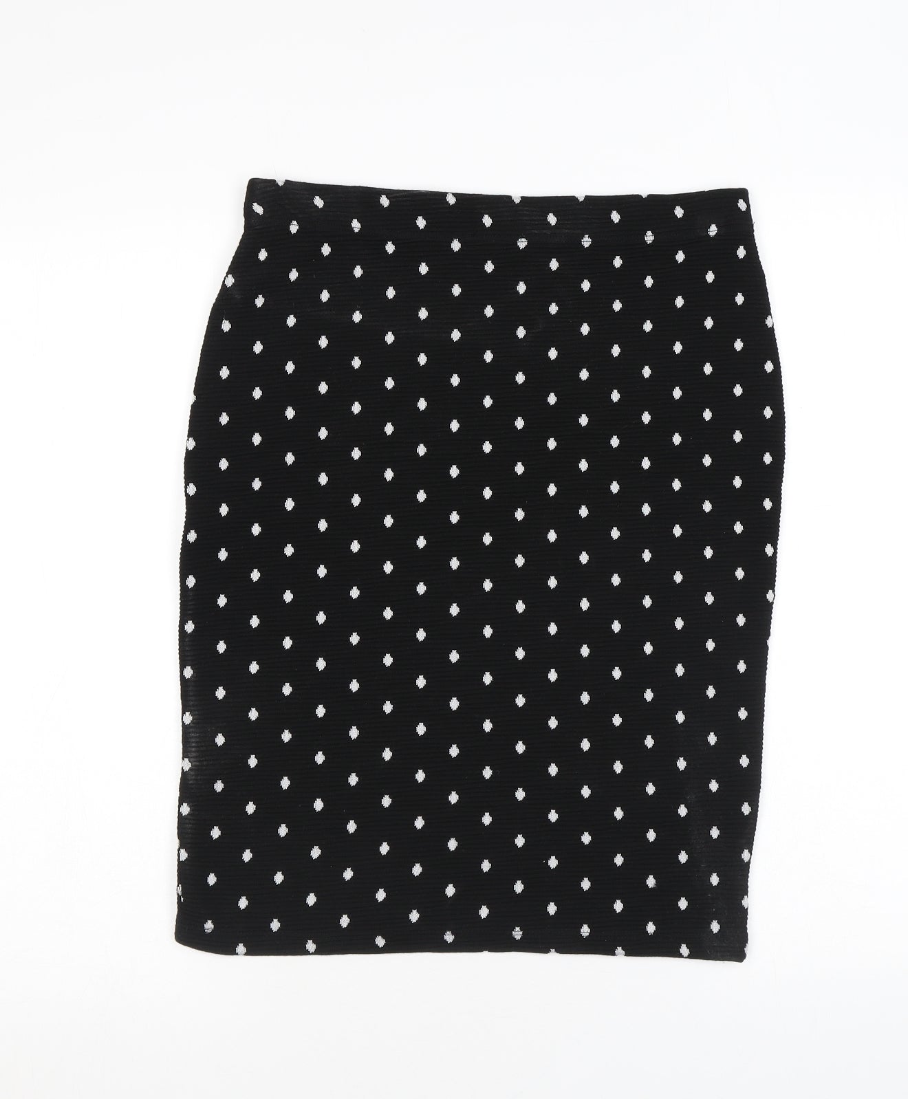 M&Co Womens Black Polka Dot Polyester Bandage Skirt Size 10 - Elastic Waist