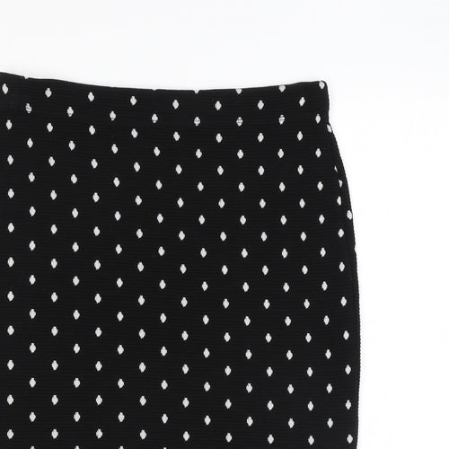 M&Co Womens Black Polka Dot Polyester Bandage Skirt Size 10 - Elastic Waist