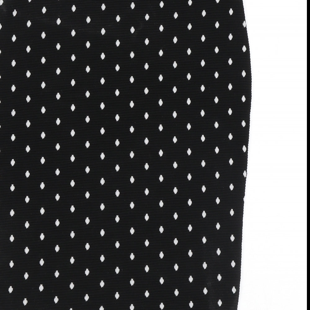 M&Co Womens Black Polka Dot Polyester Bandage Skirt Size 10 - Elastic Waist