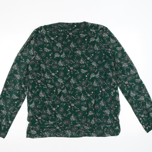 Amichi Womens Green Paisley Polyester Wrap Blouse Size M V-Neck