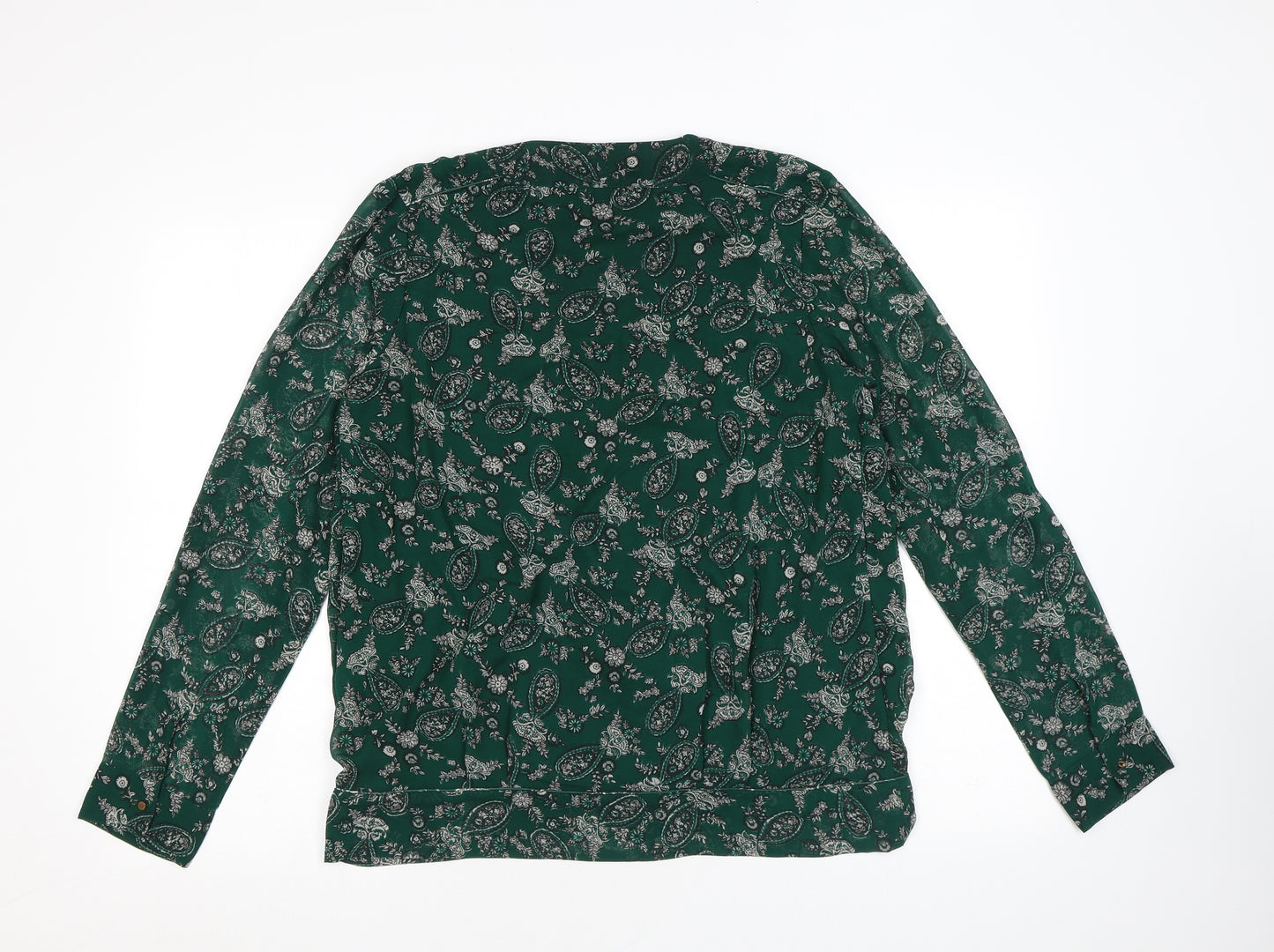 Amichi Womens Green Paisley Polyester Wrap Blouse Size M V-Neck