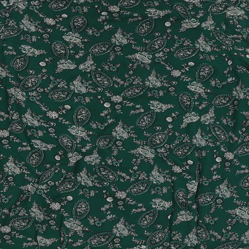 Amichi Womens Green Paisley Polyester Wrap Blouse Size M V-Neck