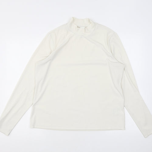 H&M Womens Ivory Polyester Jersey T-Shirt Size XL Mock Neck