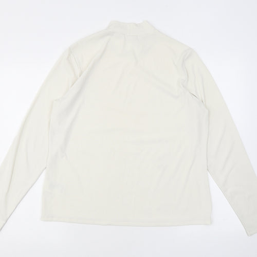 H&M Womens Ivory Polyester Jersey T-Shirt Size XL Mock Neck