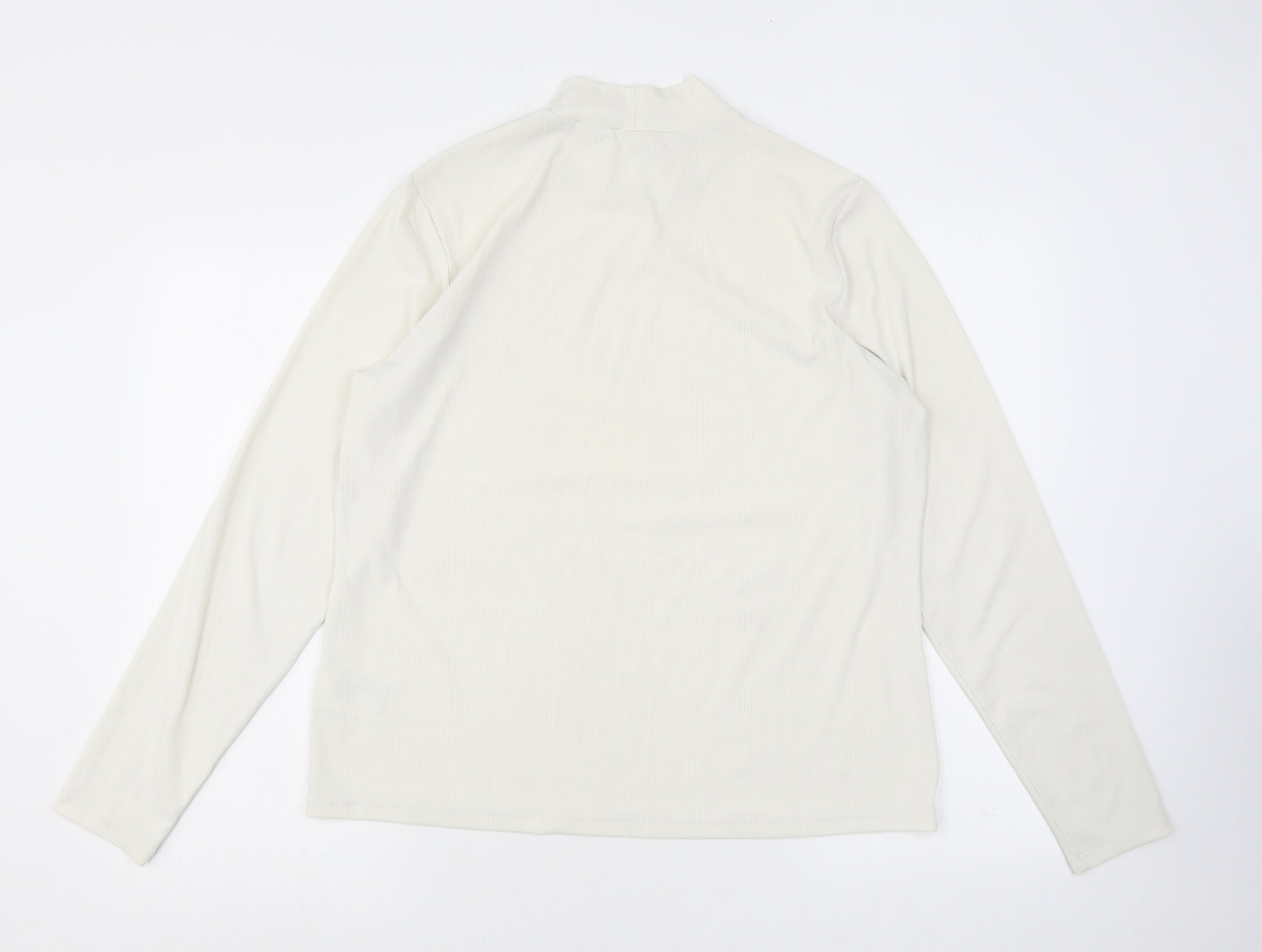 H&M Womens Ivory Polyester Jersey T-Shirt Size XL Mock Neck