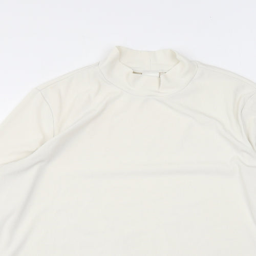 H&M Womens Ivory Polyester Jersey T-Shirt Size XL Mock Neck