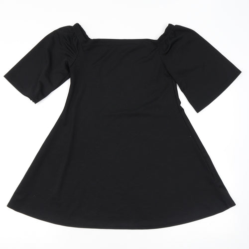 Boohoo Womens Black Polyester Basic Blouse Size 8 Off the Shoulder