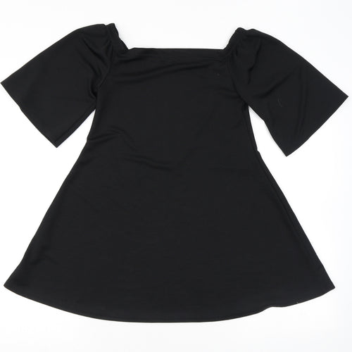 Boohoo Womens Black Polyester Basic Blouse Size 8 Off the Shoulder