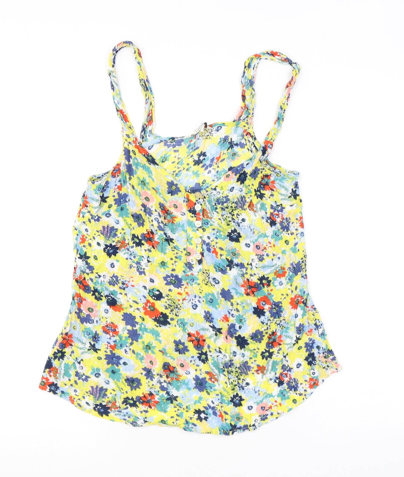 NEXT Womens Yellow Floral Viscose Camisole Blouse Size 12 V-Neck