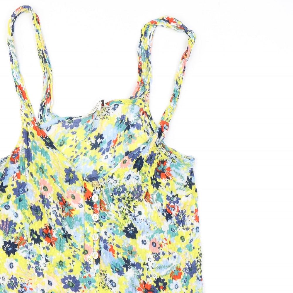 NEXT Womens Yellow Floral Viscose Camisole Blouse Size 12 V-Neck