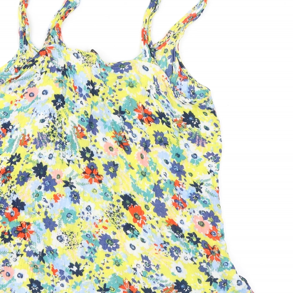 NEXT Womens Yellow Floral Viscose Camisole Blouse Size 12 V-Neck