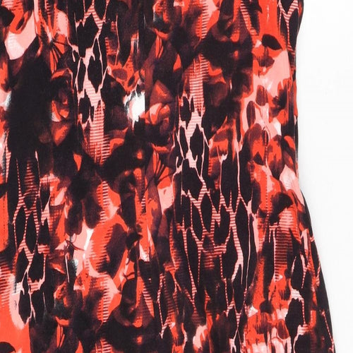 Roman Womens Red Animal Print Viscose Sheath Size 12 Round Neck Pullover