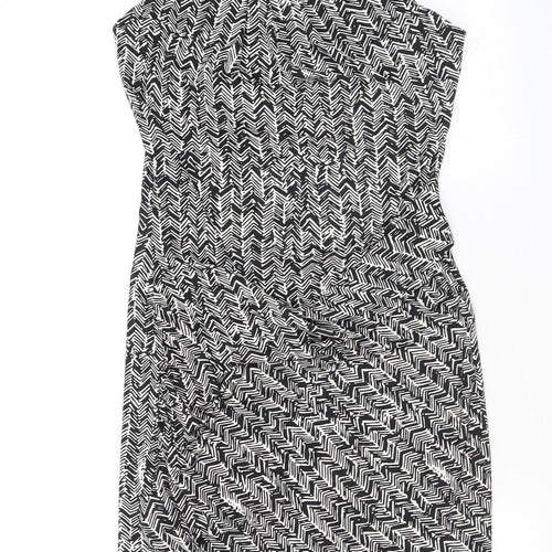 Mango Womens Black Geometric Polyester Shift Size S Scoop Neck Pullover