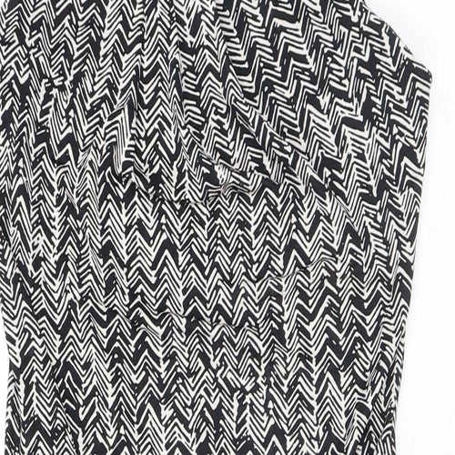 Mango Womens Black Geometric Polyester Shift Size S Scoop Neck Pullover