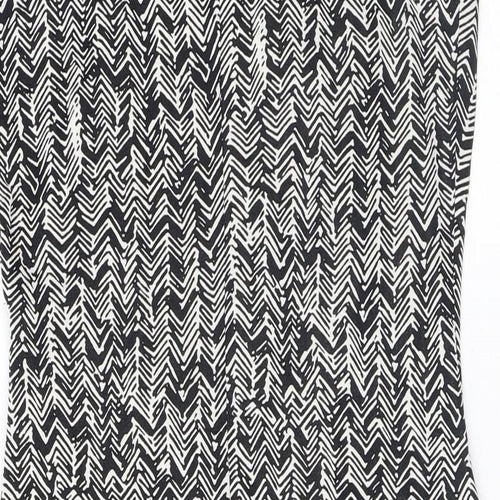 Mango Womens Black Geometric Polyester Shift Size S Scoop Neck Pullover