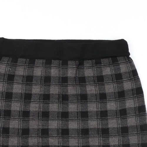 Adrienne Vittadini Womens Grey Plaid Acrylic Mini Skirt Size M - Elastic Waist