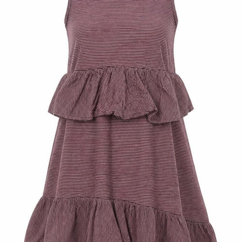 Zara Womens Pink Striped Cotton A-Line Size S Round Neck - Ruffle
