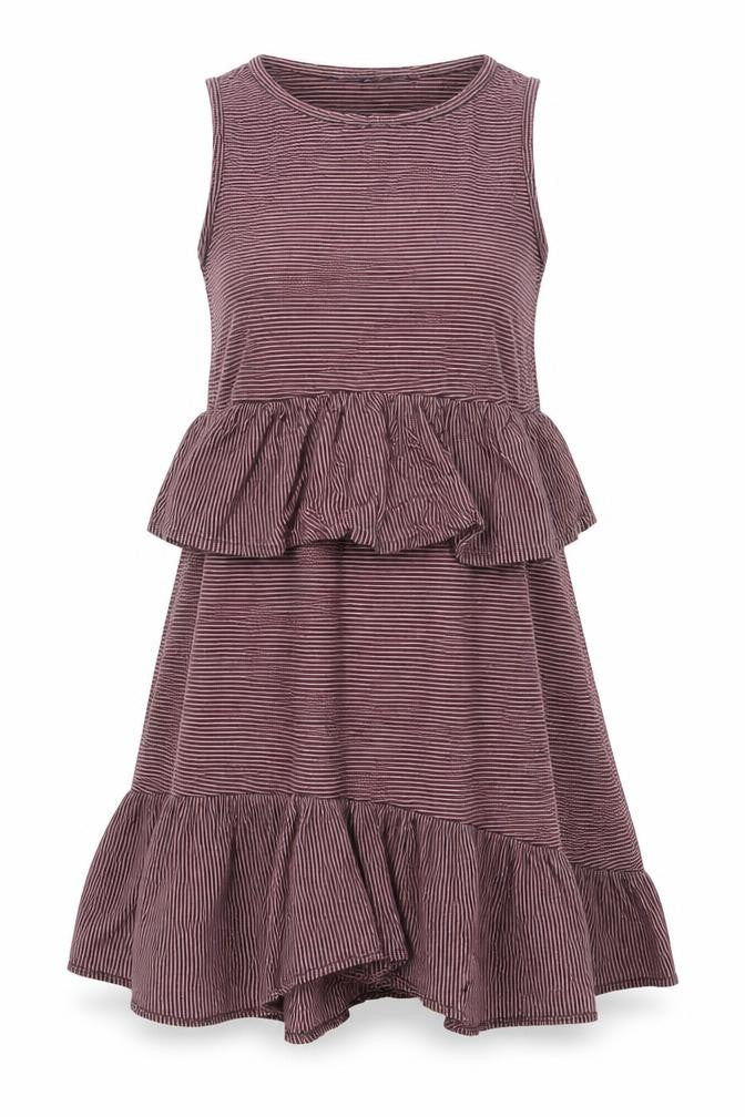 Zara Womens Pink Striped Cotton A-Line Size S Round Neck - Ruffle