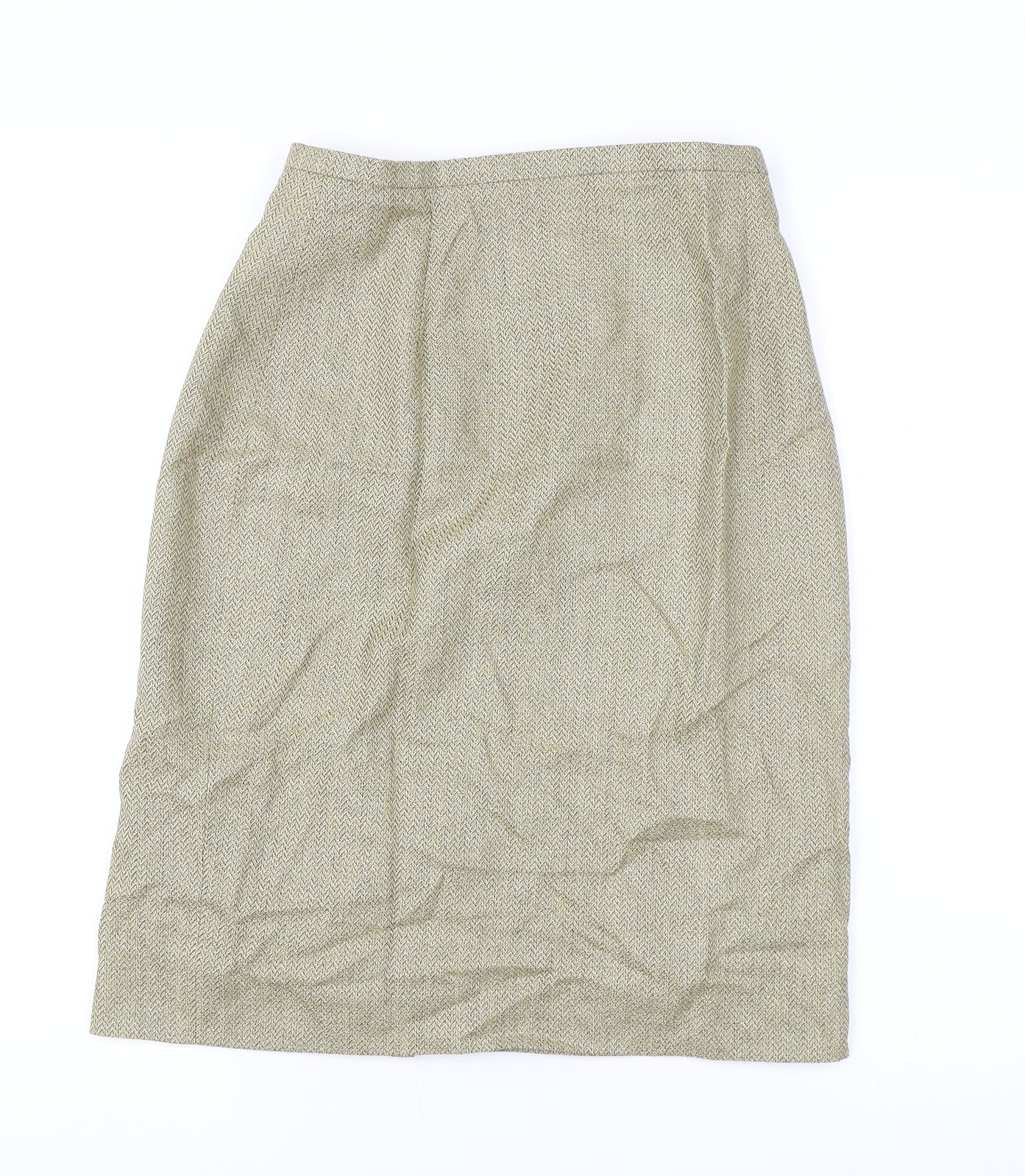 Chester Barrie Womens Beige Herringbone Silk Straight & Pencil Skirt Size 8 Zip