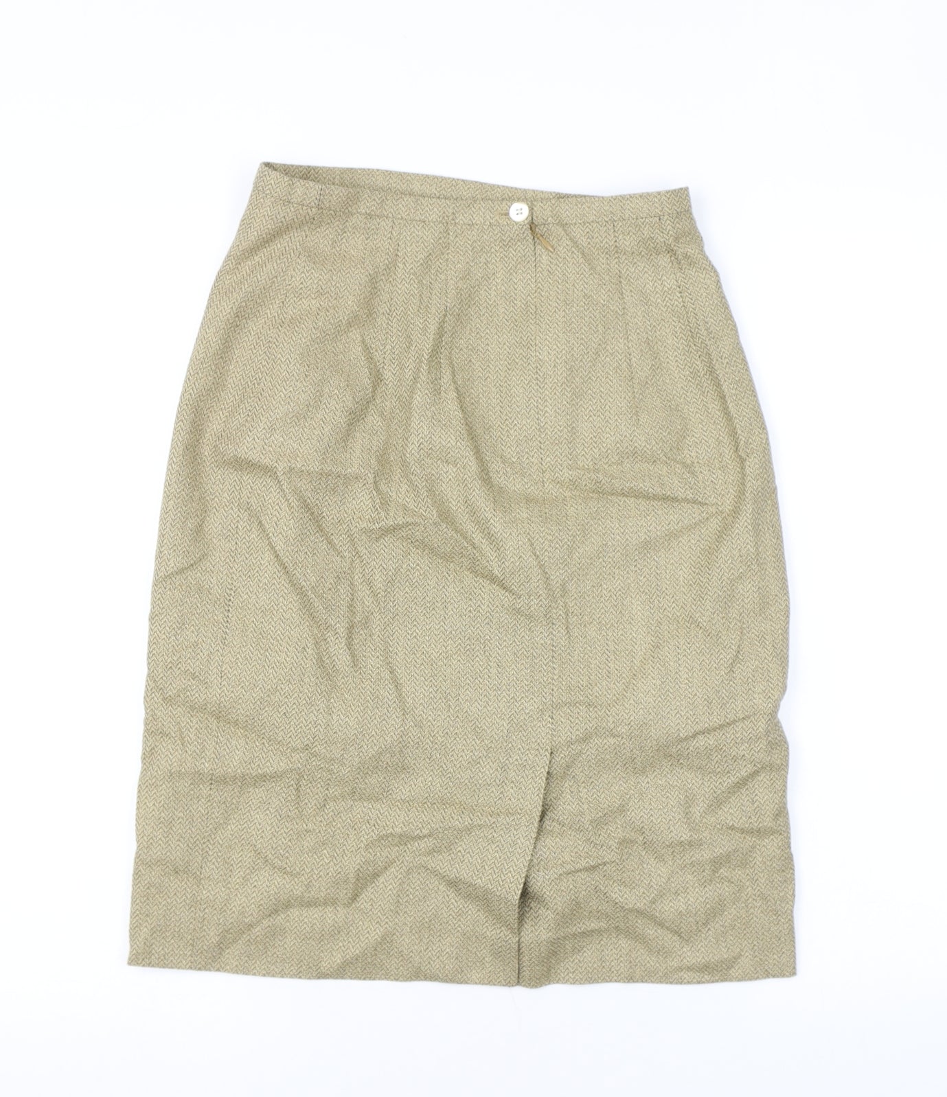 Chester Barrie Womens Beige Herringbone Silk Straight & Pencil Skirt Size 8 Zip